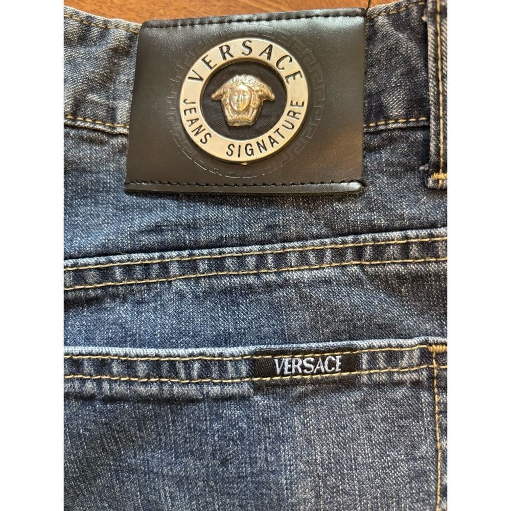 Authentic Versace Medium Wash Straight Leg Jeans  With Original Logo Size 36/34